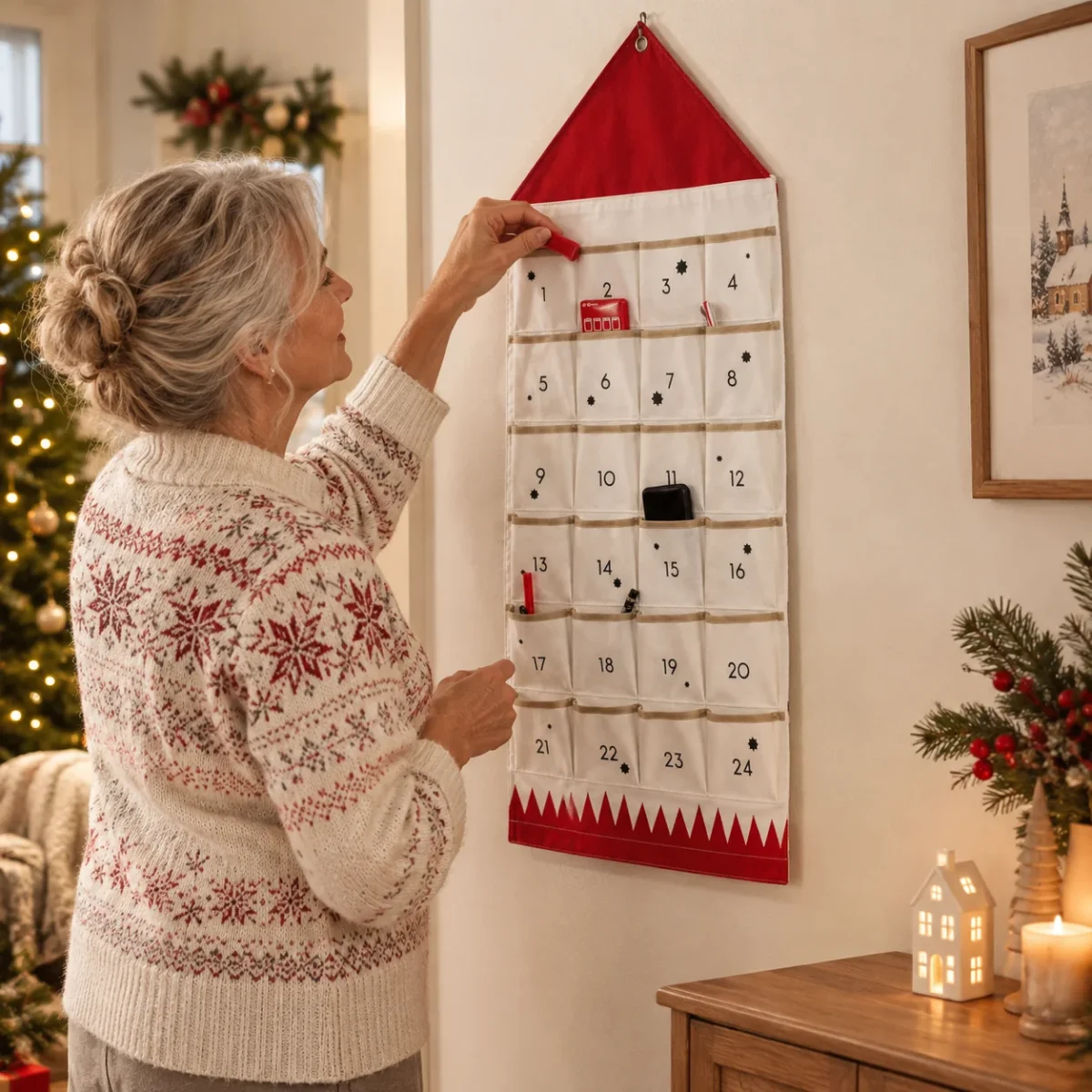 Adventskalender zum Befüllen Stoff 24 Taschen – Bild 2