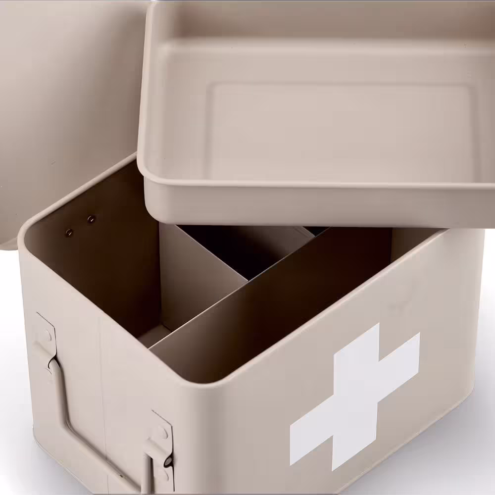 Medizinbox, Metall, beige – Bild 3