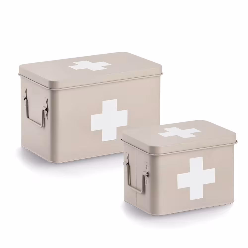 Medizinbox, Metall, beige – Bild 5