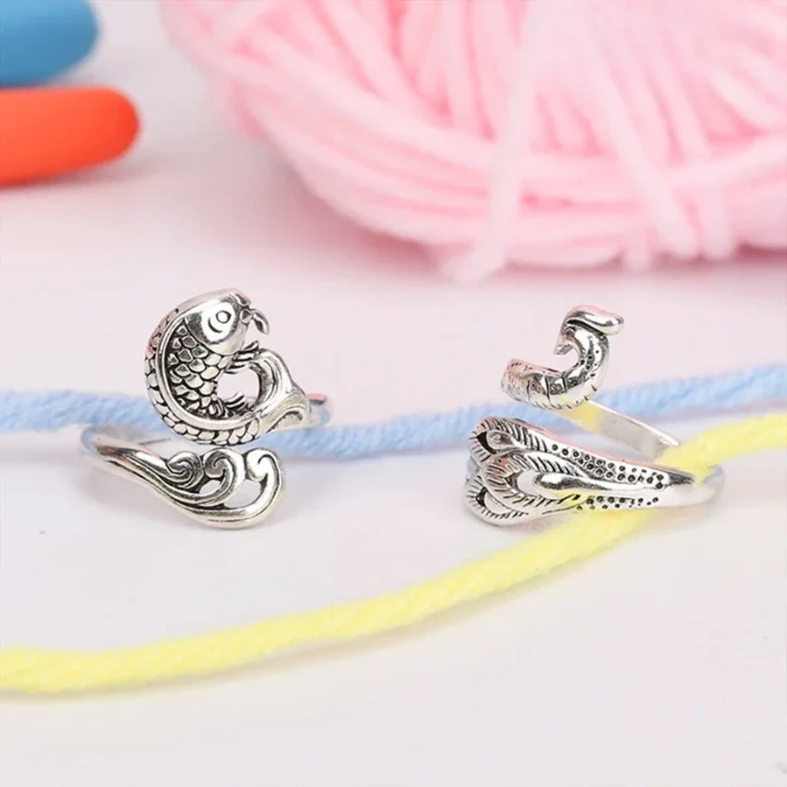 Strickring-Set 2-teilig – Verstellbar gegen Handschmerzen beim Stricken – Bild 9