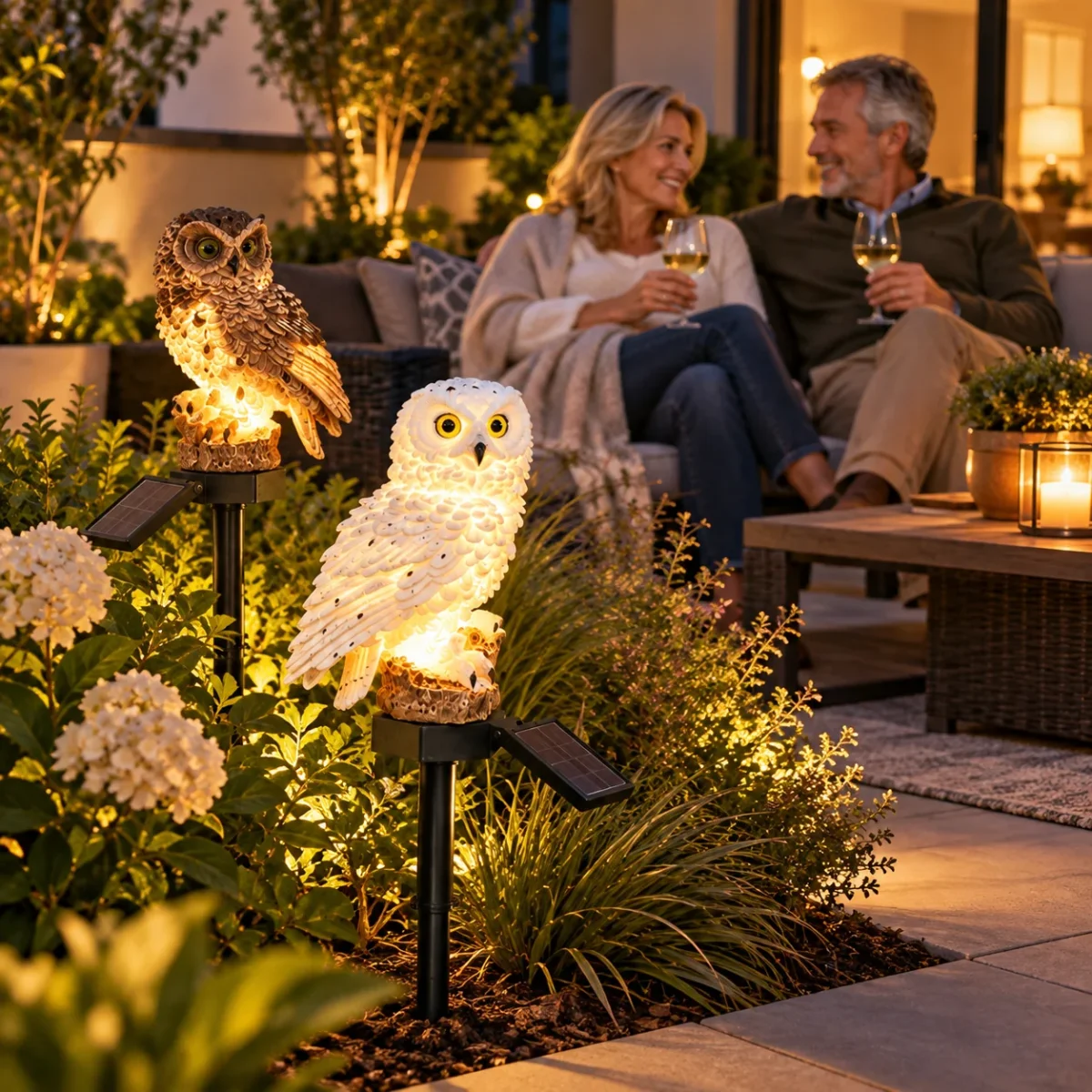 Solarleuchte Eule Garten mit Lichtsensor