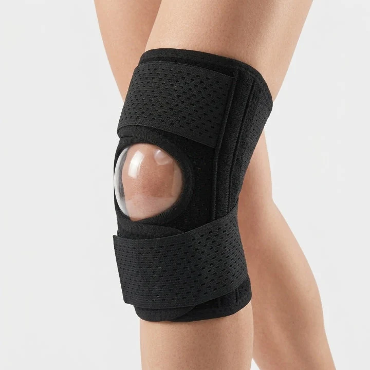 Kniebandage mit Seitenstützen und Klettverschluss, atmungsaktiv, M bis 3XL