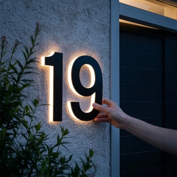 Hinterleuchtete Hausnummer – Modernes LED-Schild für jeden Eingang – Bild 4