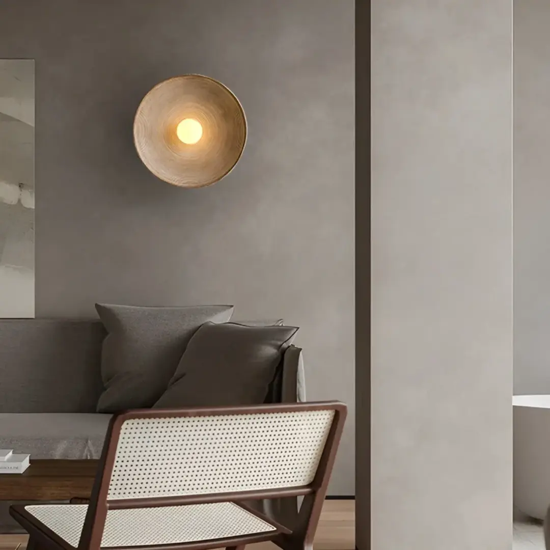 Glas & Harz Wandleuchte – Rundes Wabi-Sabi-Design, 3 Lichtmodi