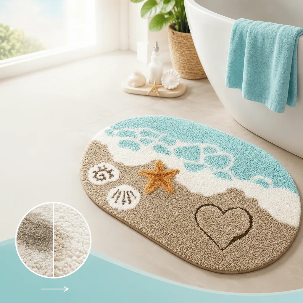 Badematte mit Strand-Motiv – schnell trocknend
