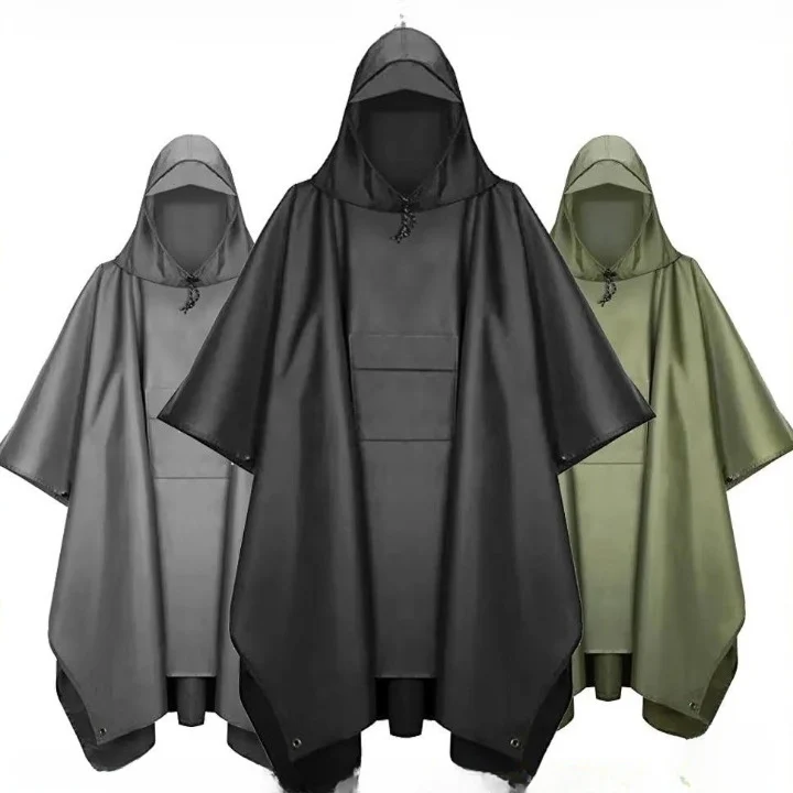 3-in-1 Regenponcho wasserdicht mit Kapuze — Poncho, Tarp & Schlafsackschutz – Bild 6